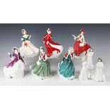 Six Royal Doulton annual Christmas figures from the years 1999 to 2004, comprising HN4214, HN4242,