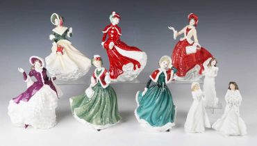 Six Royal Doulton annual Christmas figures from the years 1999 to 2004, comprising HN4214, HN4242,