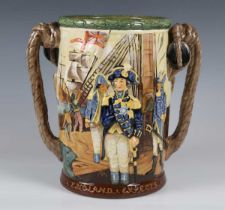 A Royal Doulton limited edition Lord Nelson two-handled loving cup, No. 398 of 600, green printed