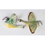 Two Beswick blue tit wall plaques, comprising Nos. 705 and 707 (minor faults to 707).