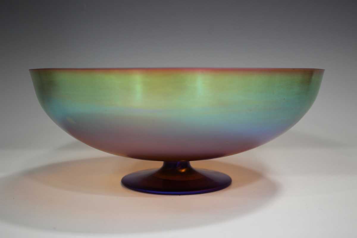 A set of ten WMF Myra-Kristall iridescent glass circular bowls, circa 1930, of gently flared from - Image 6 of 12