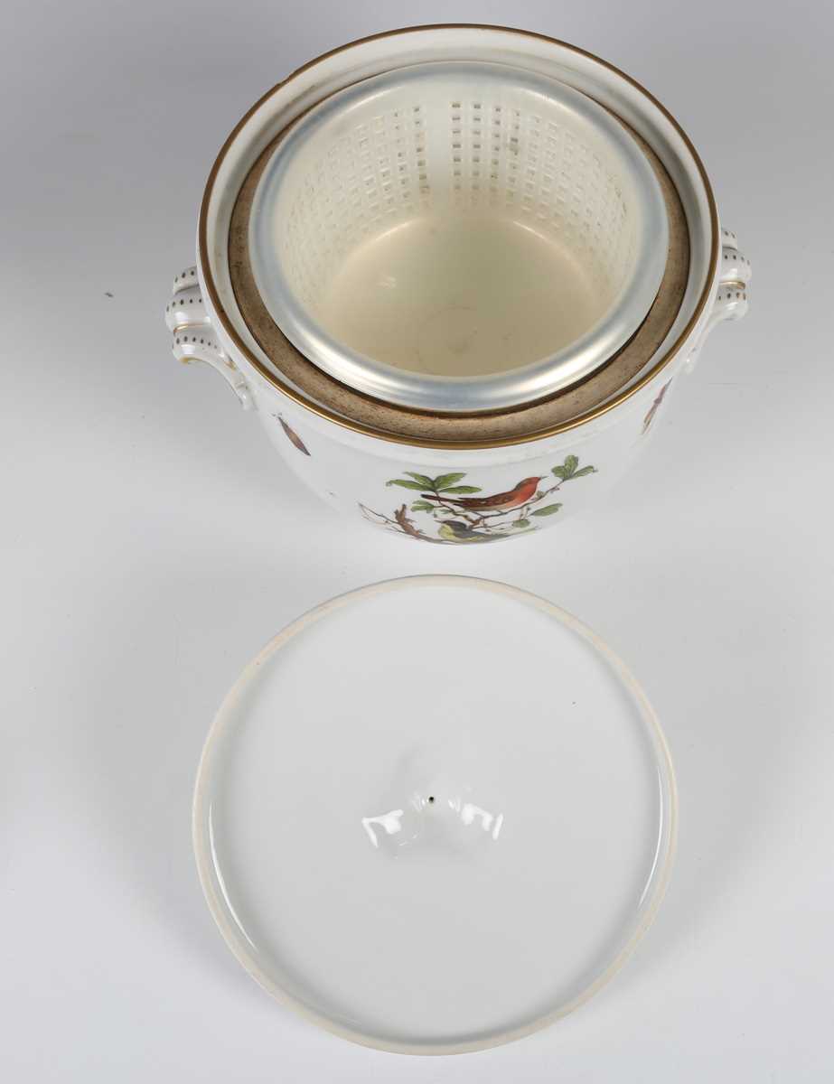 A Herend Rothschild Bird pattern ice pail and cover, 20th century, the lined inner with removable - Image 2 of 4