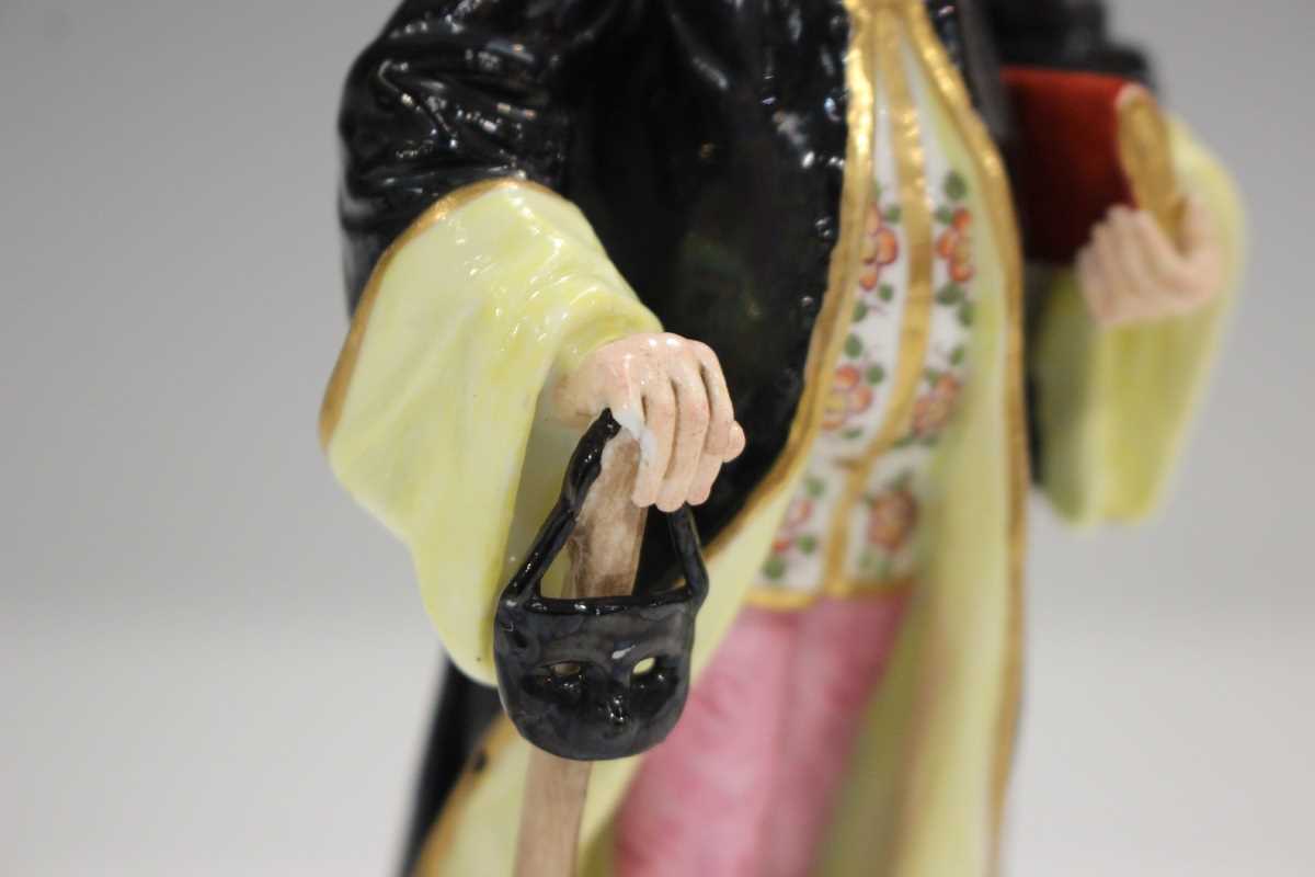 A pair of Paris porcelain Commedia dell'Arte style figures, early 20th century, he wearing a black - Image 12 of 12