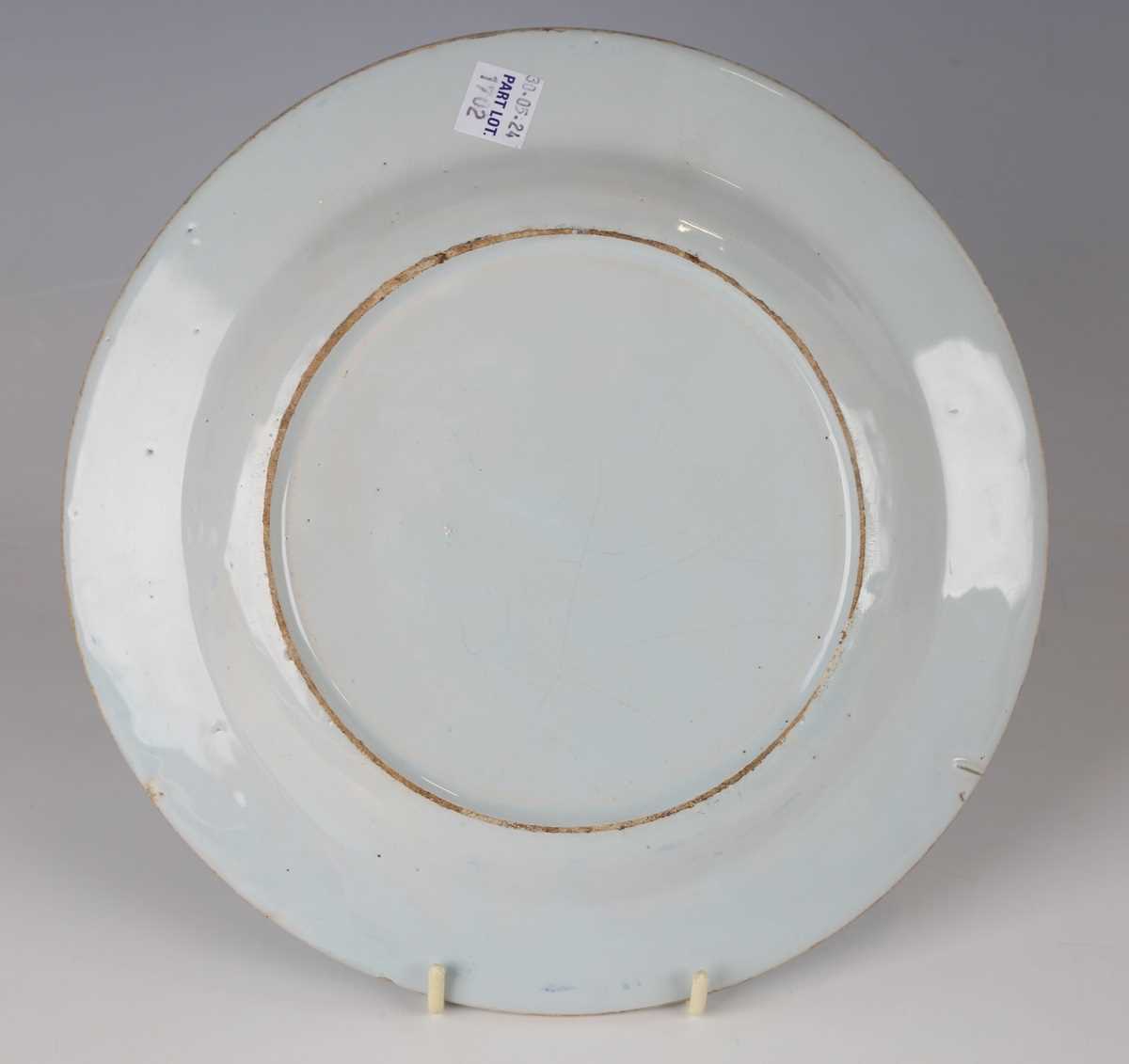 A delft octagonal plate and matching dish, Liverpool or Dublin, circa 1770, painted in blue with - Image 3 of 23