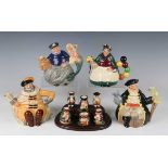 Three Royal Doulton Character teapots and covers, comprising Long John Silver, Old Balloon Seller