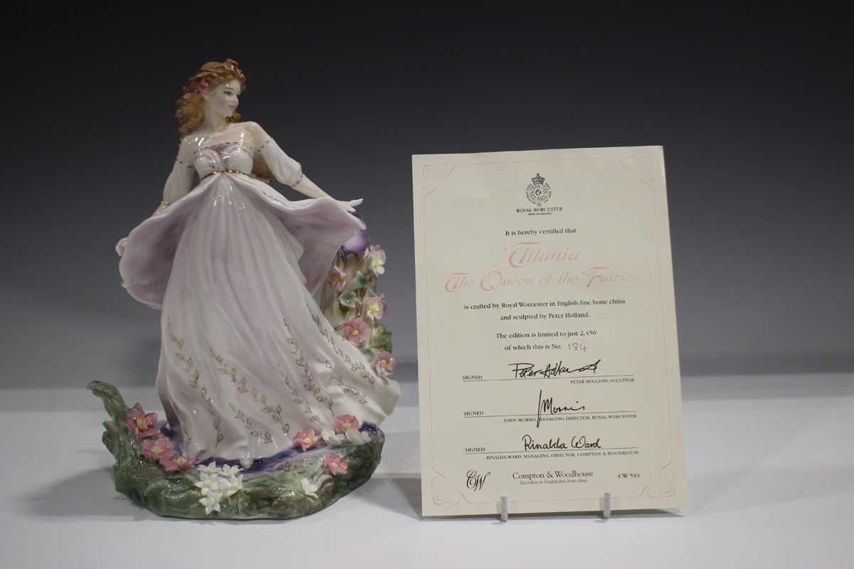 A Royal Worcester Compton & Woodhouse limited edition figure Titania The Queen of the Fairies, - Image 6 of 6