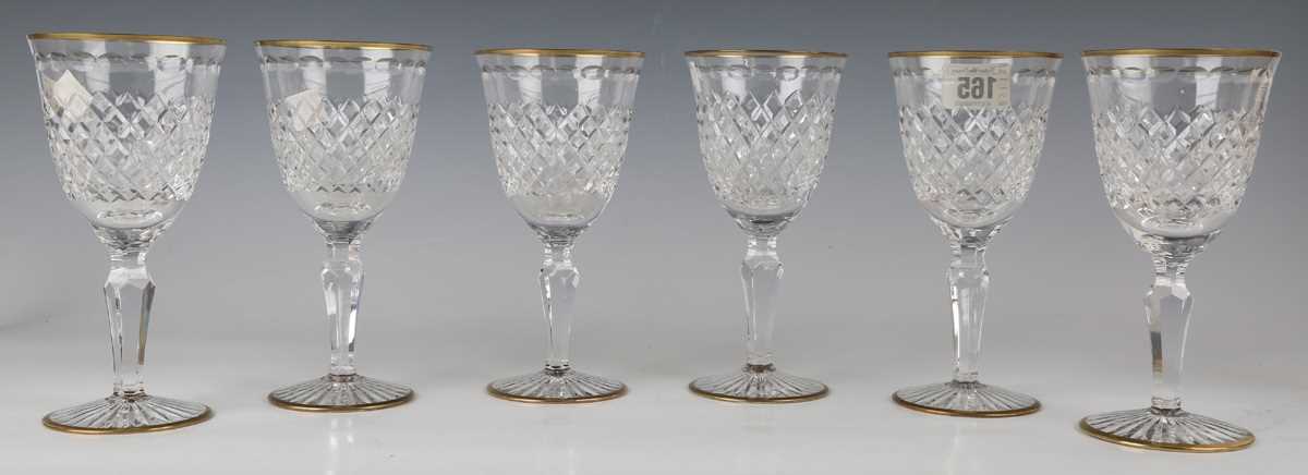 A set of six Continental gilt and cut glass wines, probably French or Bohemian, 20th century, the - Image 4 of 4