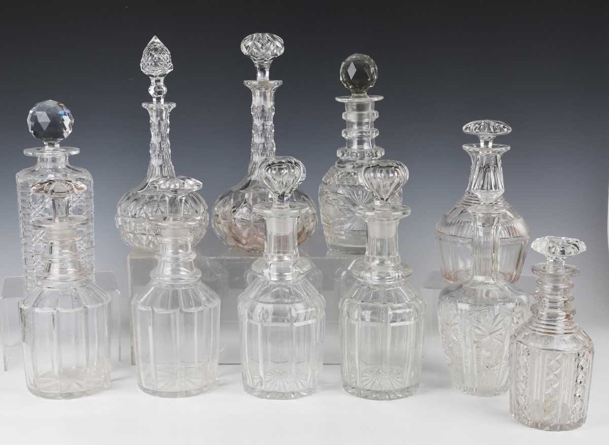 A pair of decanters and stoppers, early 20th century, each with an overall strawberry diamond - Image 3 of 4