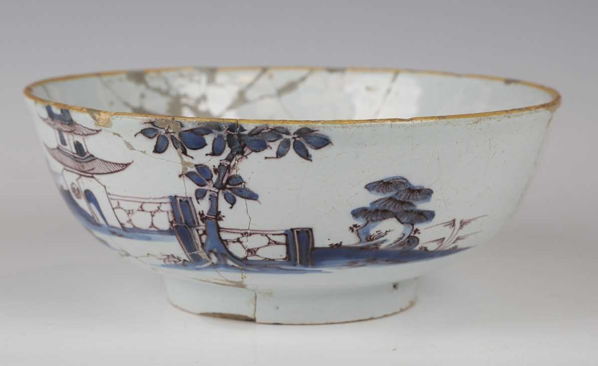 A London delft bowl, Lambeth, 1756-83, painted to the interior with the inscription 'Success To - Image 4 of 10