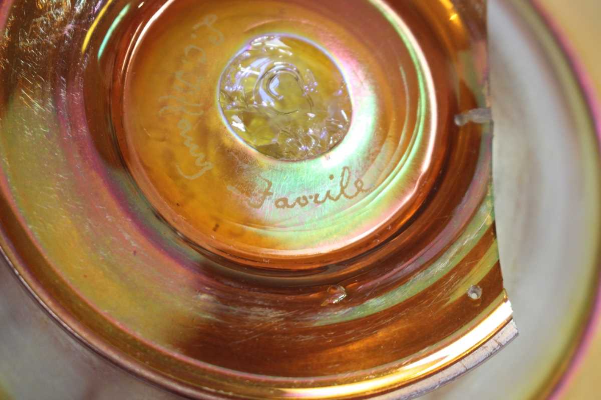 A group of WMF Myra Kristall iridescent glass, circa 1930, in shades of orange and green, comprising - Image 6 of 10