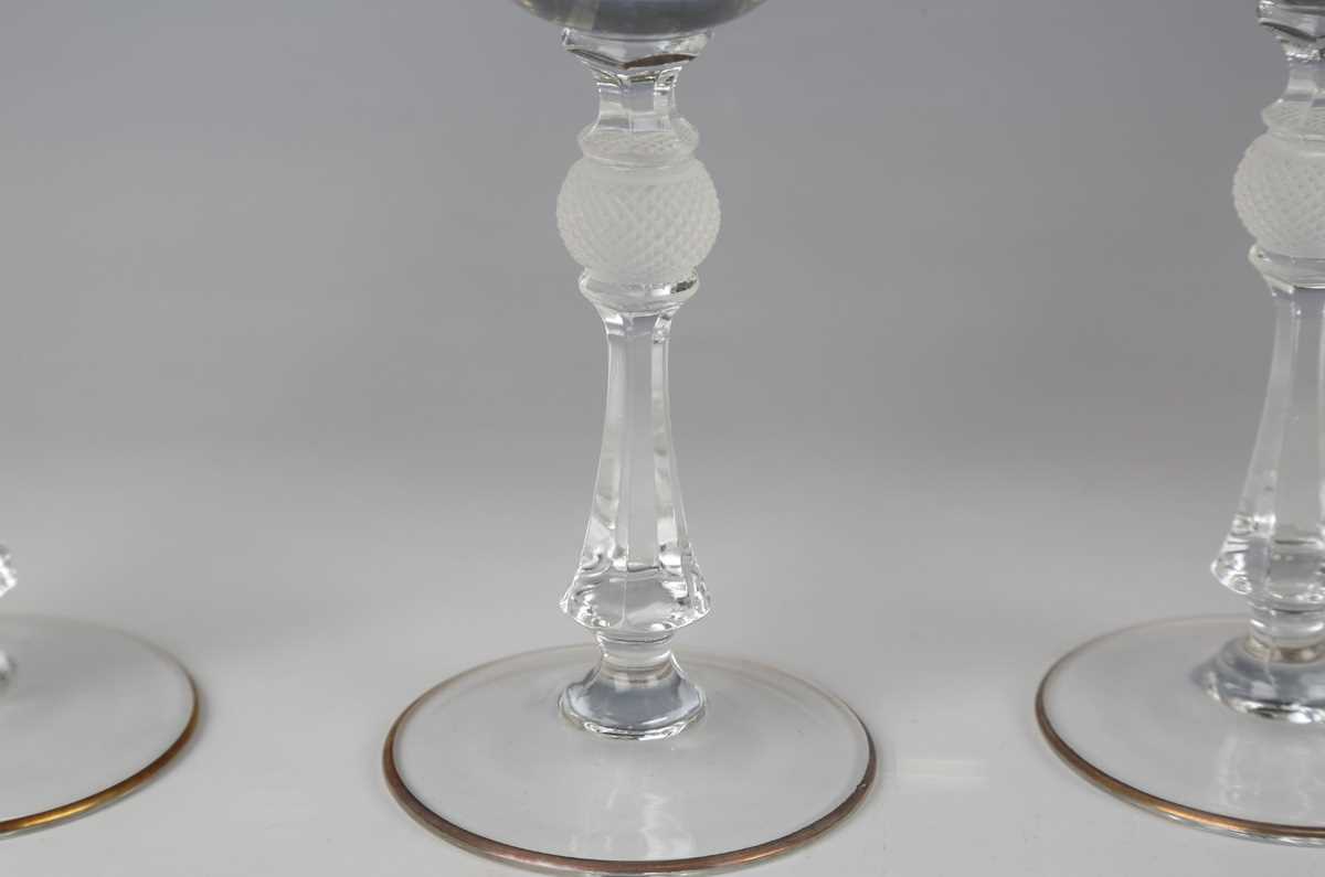 A set of six Continental gilt and cut glass wines, probably French or Bohemian, 20th century, the - Image 3 of 4