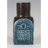 A Newlyn Troika pottery spice jar, 1976-83, decorated by Alison Brigden, monogrammed, with relief