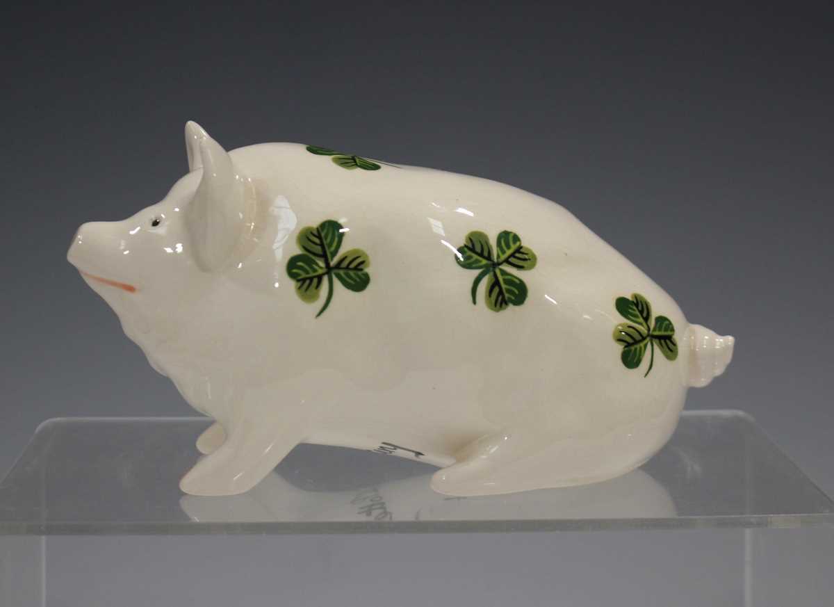 Two Griselda Hill Pottery Wemyss style small pigs, the first painted with shamrock, the second - Image 6 of 14