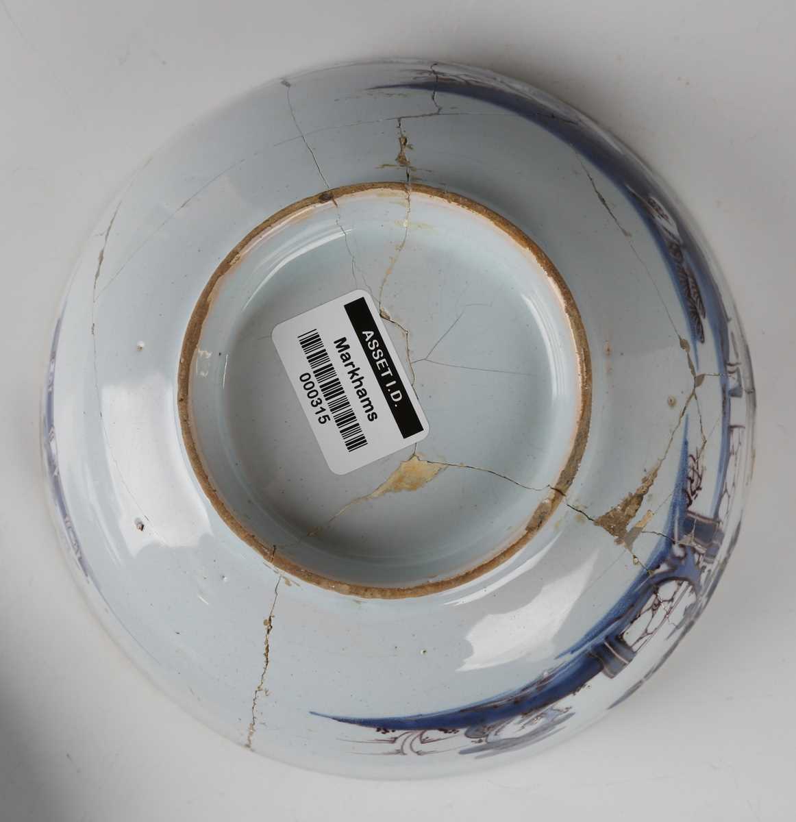 A London delft bowl, Lambeth, 1756-83, painted to the interior with the inscription 'Success To - Image 6 of 10