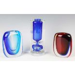 Two Vetreria Artistica Oball Murano sommerso glass vases, early 20th century, both of U-shape, the