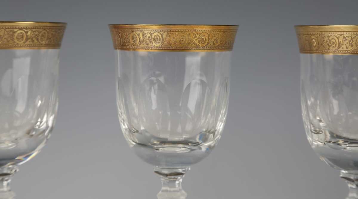 A set of six Continental gilt and cut glass wines, probably French or Bohemian, 20th century, the - Image 2 of 4