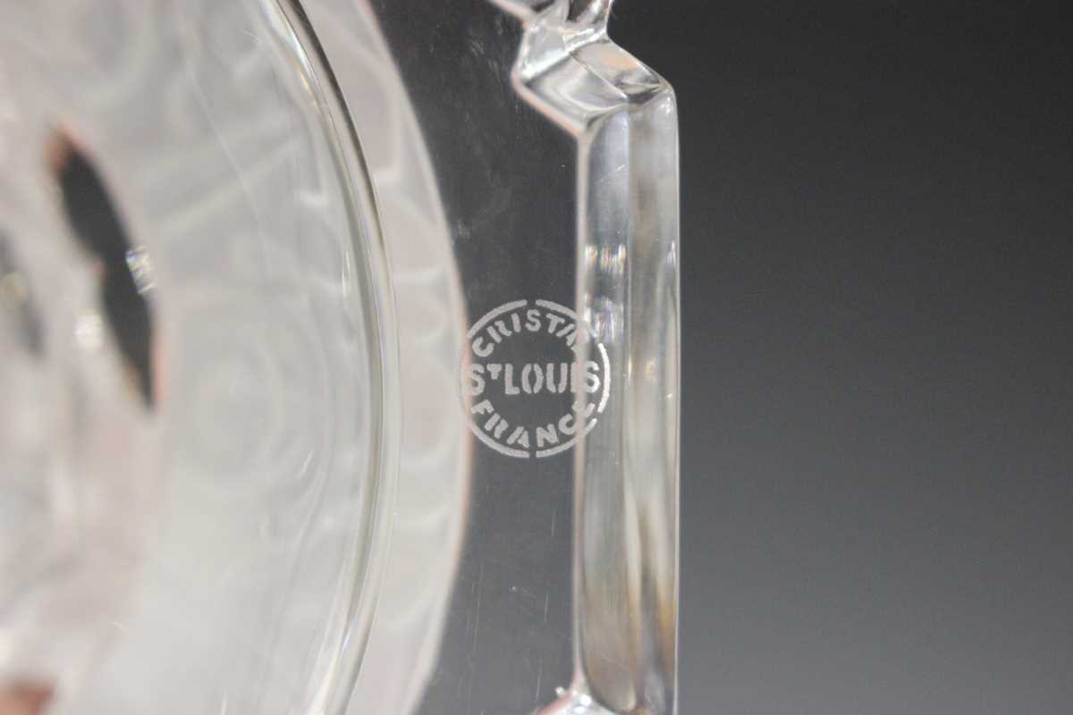 A pair of St. Louis Crystal frosted and clear glass table lustre candleholders with hurricane - Image 3 of 3
