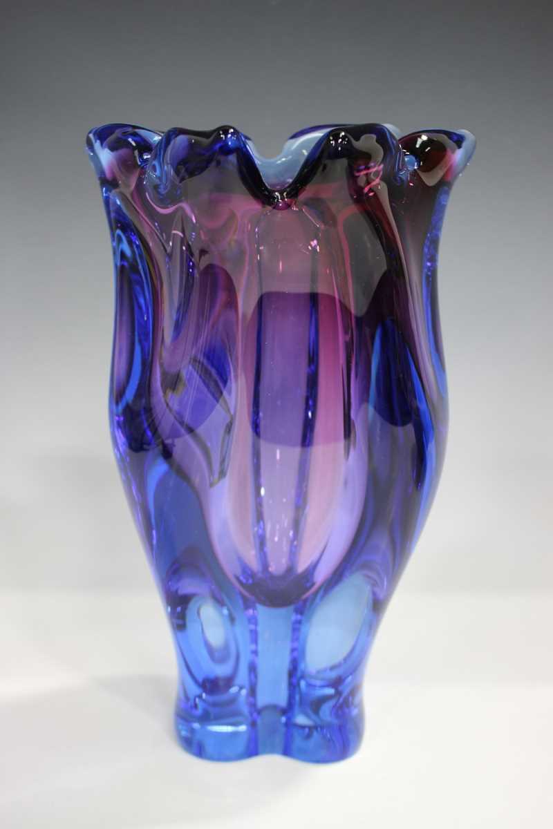 A Chribska Czechoslovakian glass vase, designed by Josef Hospodka, probably 1970s, of blue and - Image 2 of 8