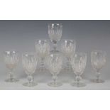 A set of eight Waterford Colleen pattern sherry glasses, height 10.5cm, together with a mixed