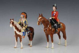 Two Beswick equestrian figures, comprising Mounted Indian, No. 1391, and H.M. Queen Elizabeth II