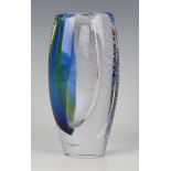 A Kosta Boda studio glass vase, designed by Goran Warff, of gently swollen cylindrical form with