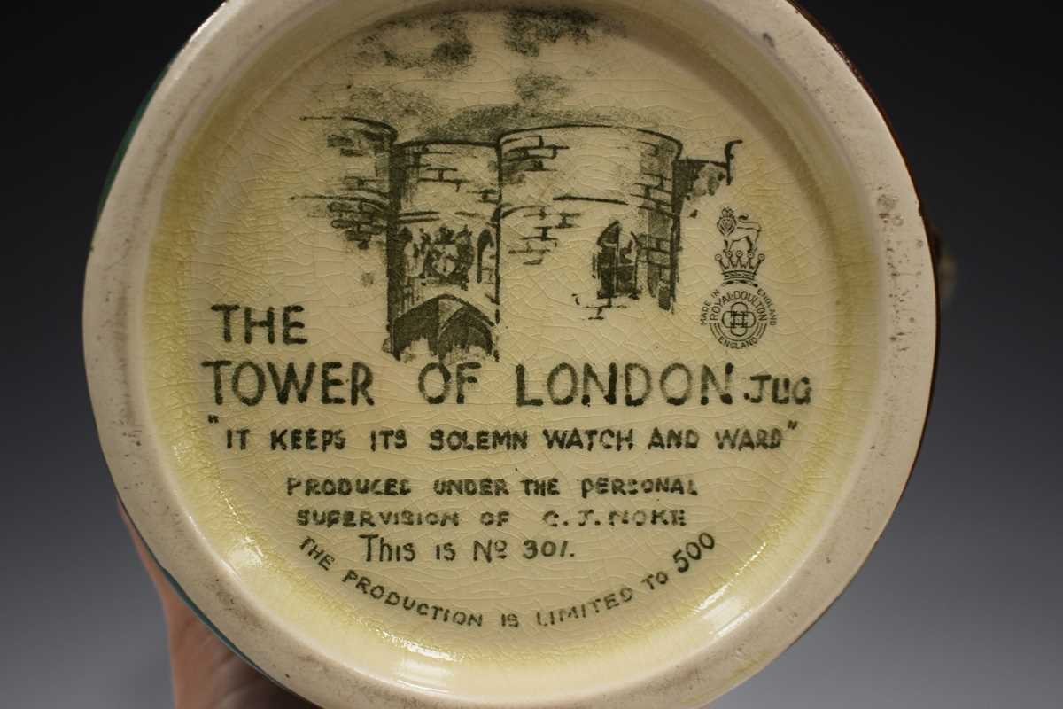 A Royal Doulton limited edition The Tower of London jug, No. 301 of 500, height 26cm. - Bild 5 aus 5