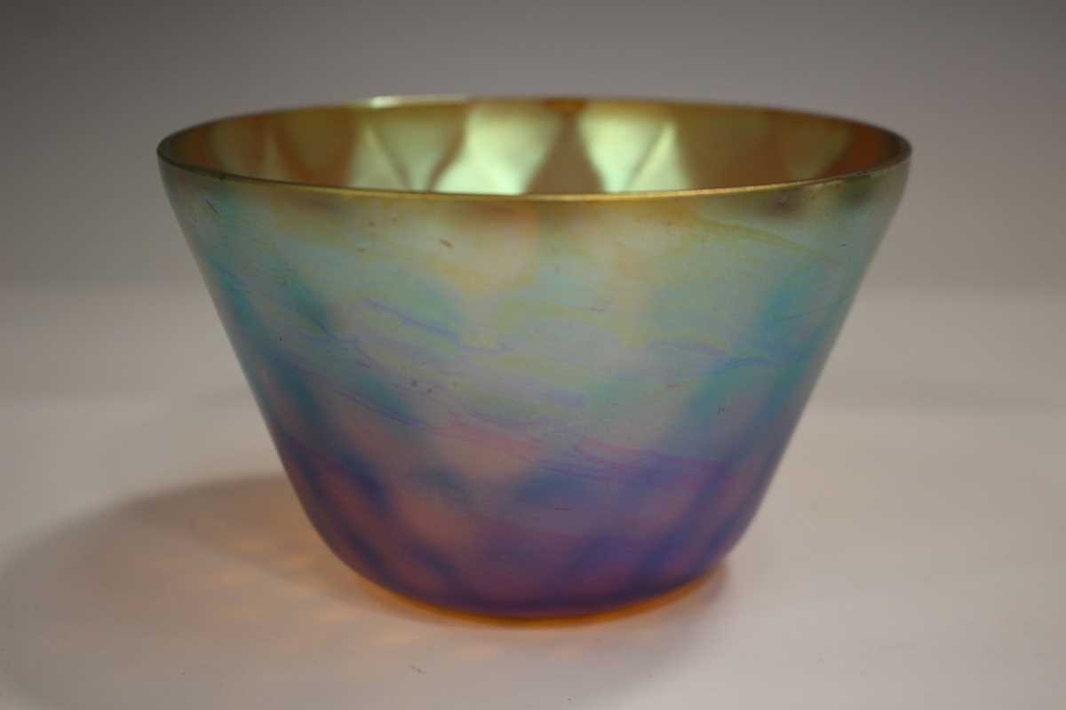 A set of ten WMF Myra-Kristall iridescent glass circular bowls, circa 1930, of gently flared from - Image 11 of 12