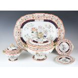 A Mason's Patent Ironstone China part service, mid-19th century, decorated with central floral