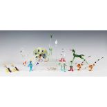 A large collection of assorted glass animals, mostly Murano, 20th century, including birds, fish,