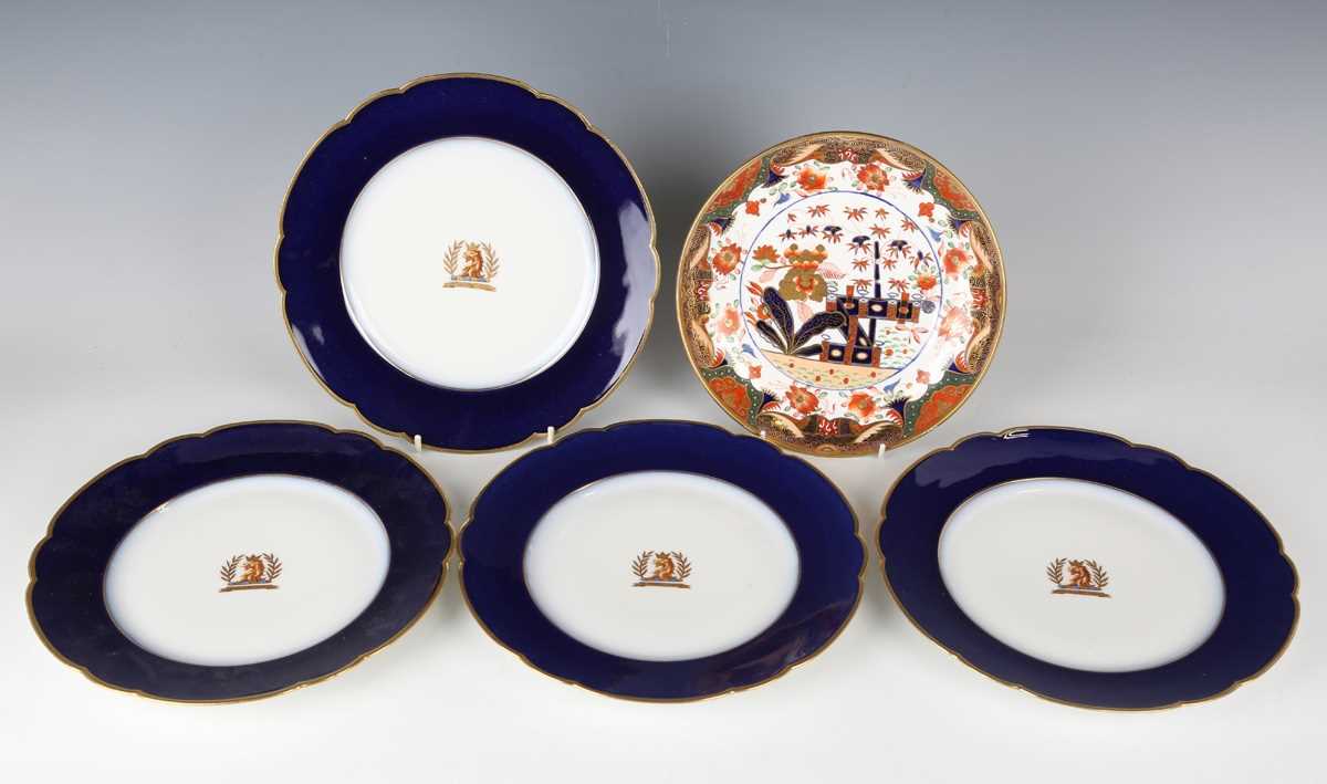 A Spode 967 Japan pattern saucer dish, circa 1820, painted in gilt enriched Imari colours, red