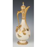 A Royal Worcester Islamic style ewer, dated 1882, decorated by James Sherriff, signed, the ivory