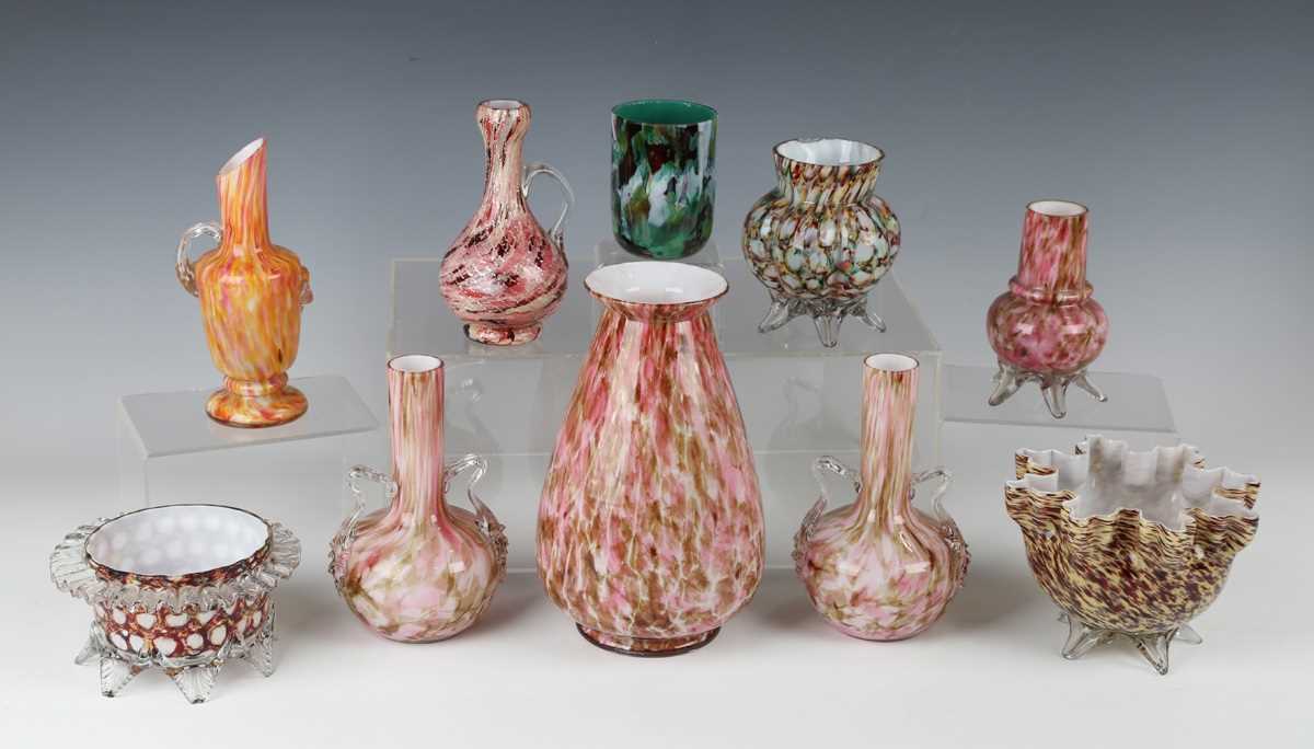 A mixed group of spatter glass, English and European, late 19th/20th century, some pieces in the - Image 2 of 3