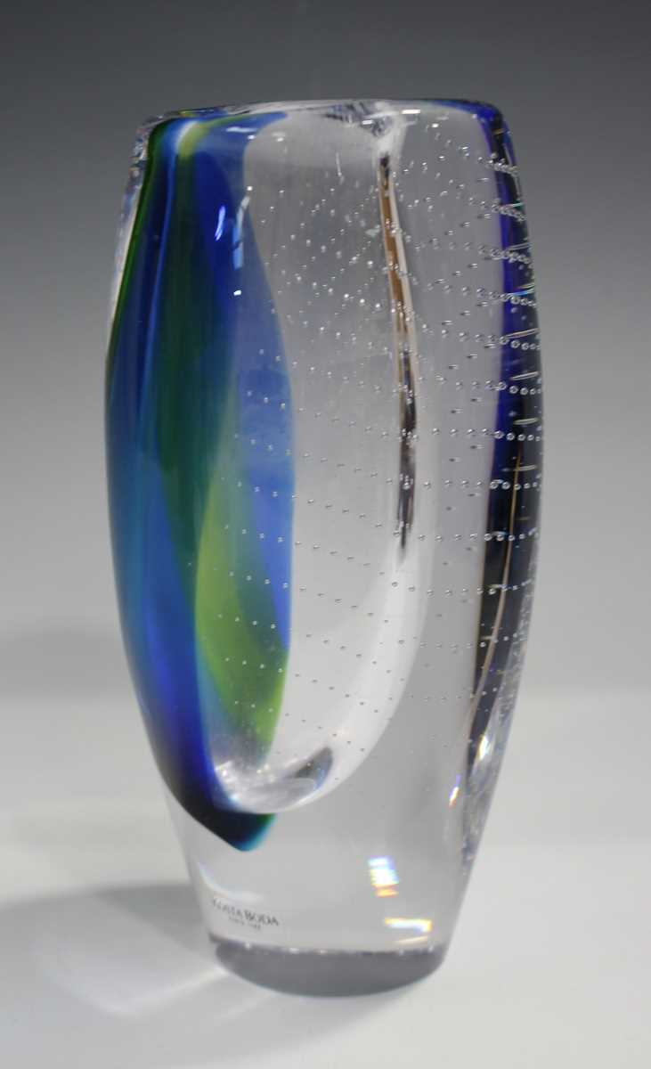 A Kosta Boda studio glass vase, designed by Goran Warff, of gently swollen cylindrical form with - Image 3 of 7