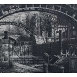 Gérard Trignac – ‘Le Canal St Martin’, 20th century etching on wove paper, signed, titled, dated ’95