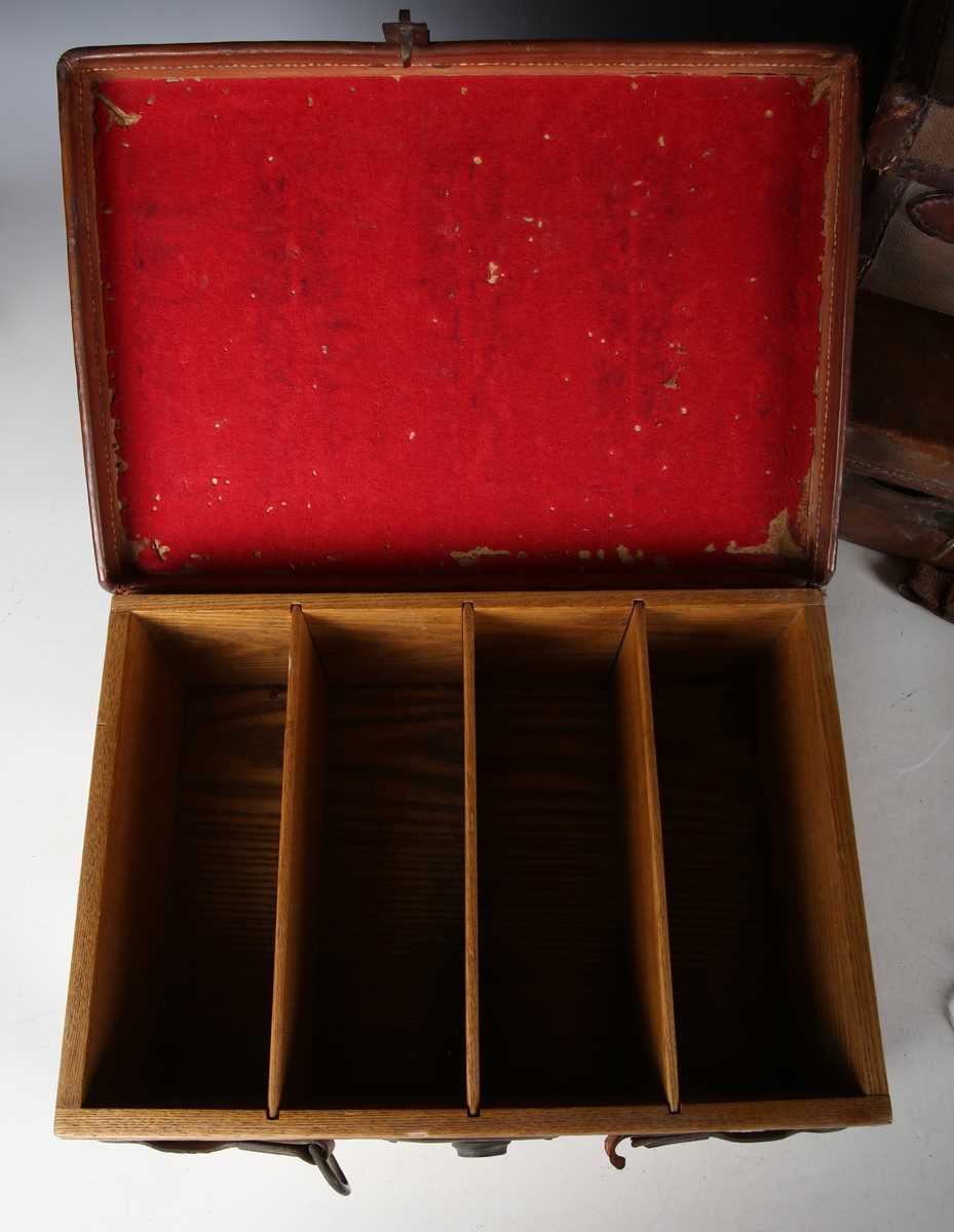 A group of four late 19th/early 20th century leather and part brass bound cartridge boxes, including - Image 6 of 13