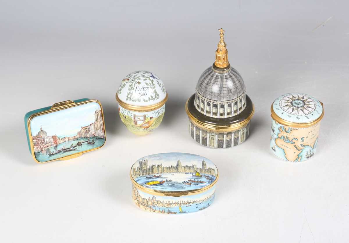 A Halcyon Days Enamels music box in the form of 'The Dome of St Paul's Cathedral', height 10cm,