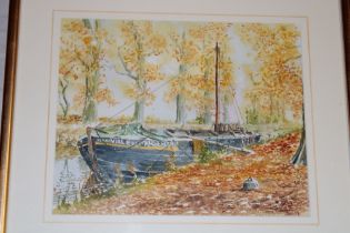 Eric Berryman - watercolour A study of a French barge, signed,