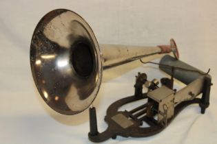 An Edison Bell lyre-shaped clockwork phonograph "The 20th Century" together with original aluminium