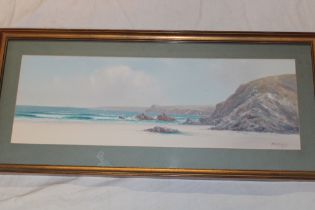 H** W** Hickstash - watercolour Cornish coastal scene, signed,