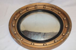 A convex circular wall mirror in gilt painted circular frame,