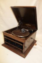 A good quality table top gramophone by Columbia "Viva-Tonal Grafonola" in oak square case