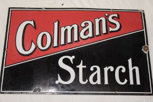 An enamel rectangular advertising sign "Colman's Starch",