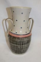 A studio pottery tapered two-handled vase by Debbie Prosser,