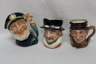 Three Royal Doulton pottery large size character jugs "Beefeater/Old Salt/Johnny Apple-Seed" (3)