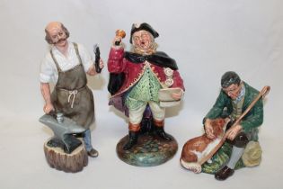 Three Royal Doulton china figures including "Town Crier/The Blacksmith/The Master" (3)