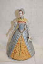 A German Sitzendorf china figure of "Catherine de Medicis Femme de Henri II" 11" high