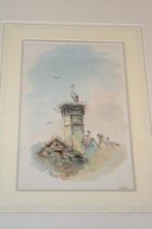 Winifred de Caynette Ballandie - watercolour "Heidelberg Stork", signed, labelled to verso,