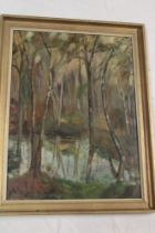 R** Smeath - oil on board A woodland pond, signed,