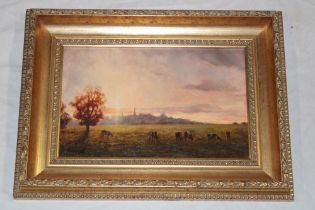 J** Greenwell - oil on board "View From Harrow-On-The-Hill", inscribed to verso,