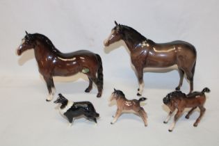 Two Beswick china brown horses,